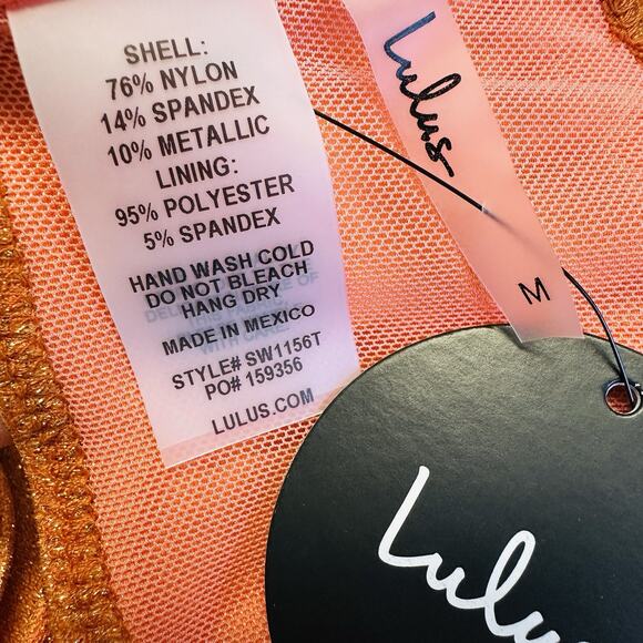 New Lulus Glittering Waters Orange Sparkly Tie Front Bikini Swim Top Size M - Picture 5 of 6